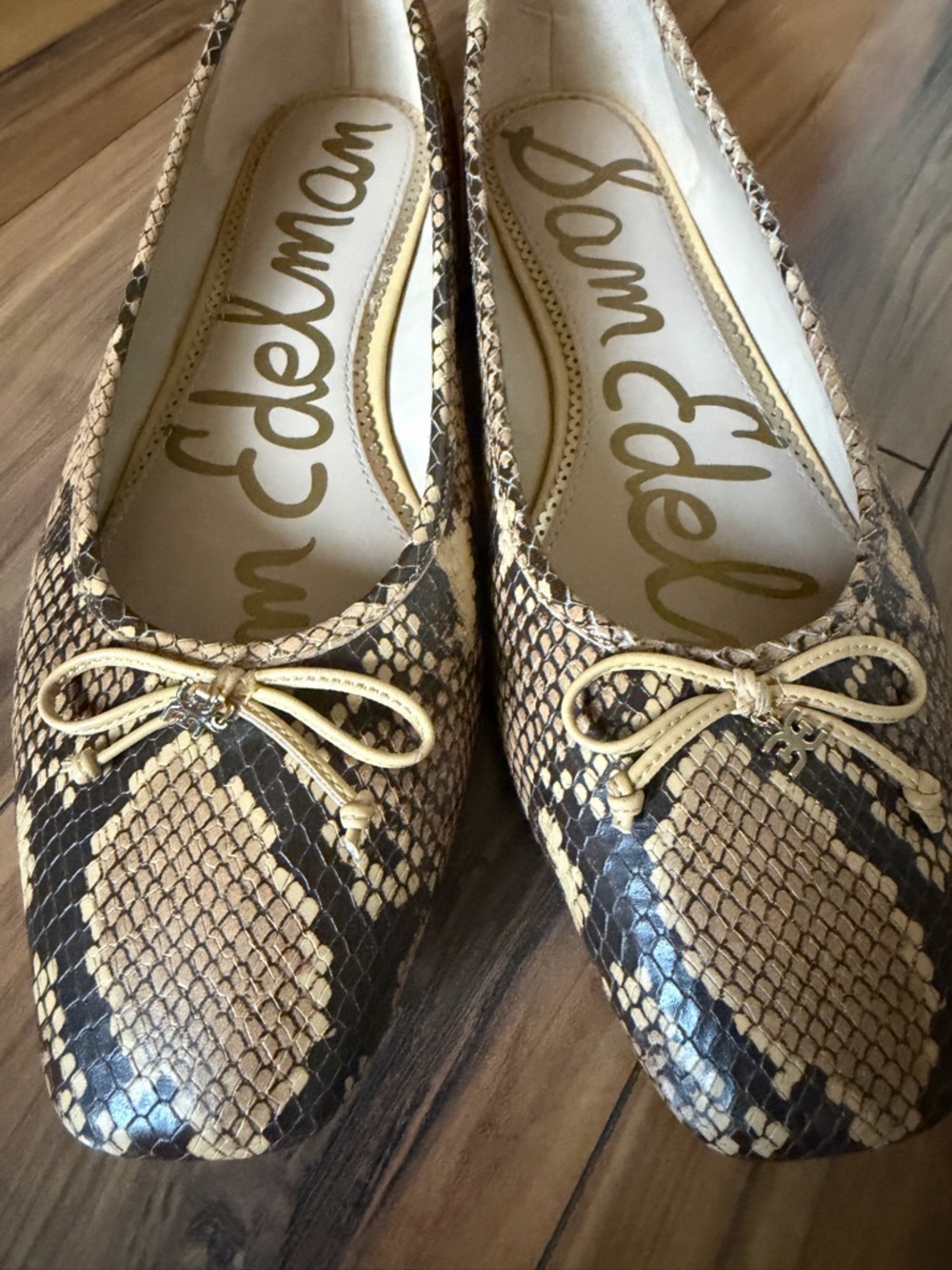 Sam Edelman Snake embossed leather slip on Flats - Picture 3 of 9